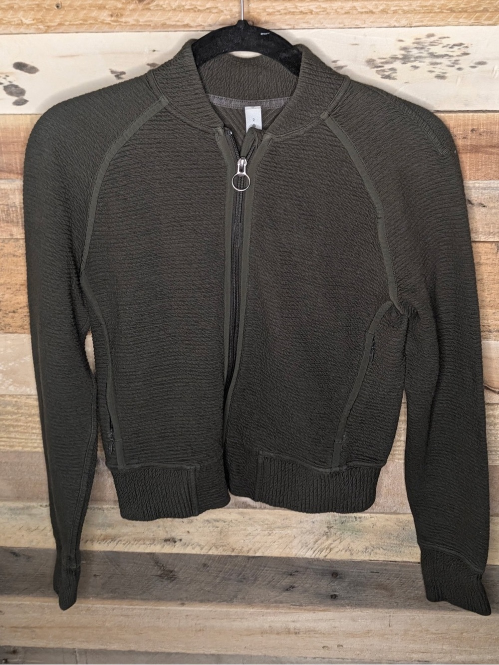 Lululemon Olive Zip-Front Knit Sweater Jacket